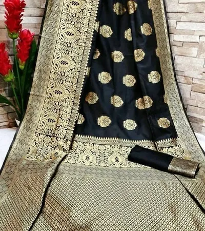 Lichi Silk Jacquard Work Sarees With Blouse Piece