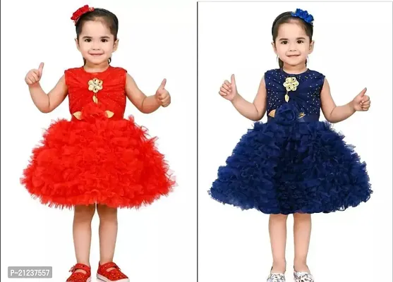 Fabulous  Multicoloured Frock  For Girls Pack Of 2-thumb0