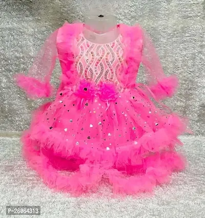 Classic Net Embellished Dress for Kids Girls-thumb0