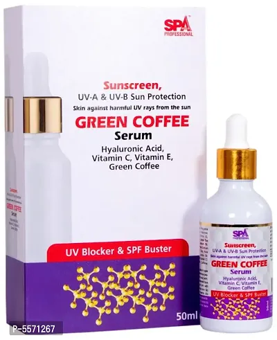 Spaworld professional Green Coffee Face Serum- UV-A  UV-B Sun Protection, Dark Spot, Skin Tone, moisturizing, Skin Conditioning - 50ml