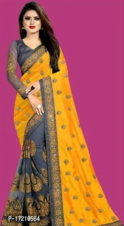 Women Stylish Vichitra Silk Saree with Blouse piece-thumb0