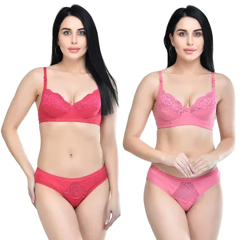 ALYANA Innerwear Cotton Hot & Sexy Bra Panty for Woman | Non Wired | Non Padded | Bridal Lingerie Set Combo