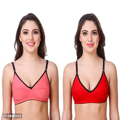 ALYANA Woman's Innerwear Cotton Bra Combo Set Non Wired | Non Padded Regular Bra Pack of 2