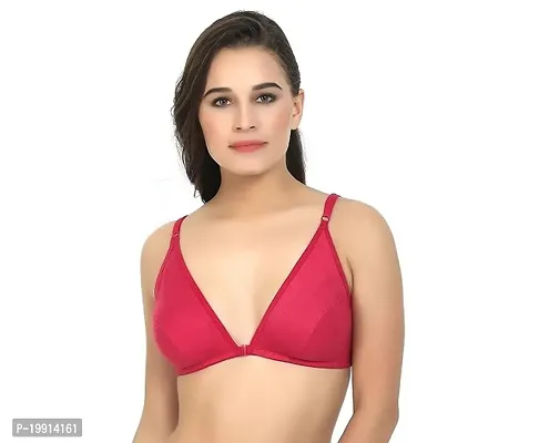 Stylish Pink Cotton Solid Bra For Women-thumb0