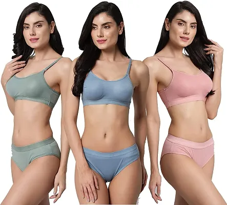 Lady Soft Women Bra combo pack of 3 plus size bras non padded