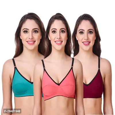 ALYANA Woman's Innerwear Cotton Bra Combo Set Non Wired | Non Padded Regular Bra Pack of 3