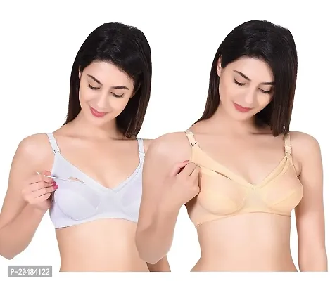 ALYANA Woman's Cotton Mother Feeding Bra for Woman | Non Wired | Non Padded | Maternity Nursing Bra Combo Pack of 2-thumb0