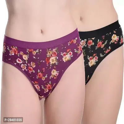 Alyana Woman's Innerwear Multicolor Cotton Rose Printed Hipster Panties Pack of 2-thumb0