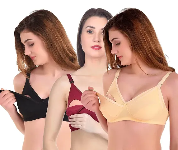 Buy In Beauty Women's Full Cup Cotton Breast Feeding Maternity Nursing Bras  Combo - Pack of 3 Online In India At Discounted Prices