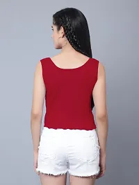 ALYANA Womans  Girls Solid Ribbed Tank Tops Sleeveless Cotton Lycra U Neck Slim Fit Crop Top-thumb1