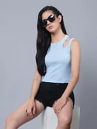 ALYANA Womans  Girls Solid Ribbed Tank Tops Sleeveless Cotton Lycra Double Shoulder Round Neck Slim Fit Crop Top-thumb4