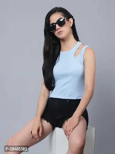 ALYANA Womans  Girls Solid Ribbed Tank Tops Sleeveless Cotton Lycra Double Shoulder Round Neck Slim Fit Crop Top-thumb5