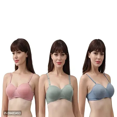 ALYANA Woman's Innerwear Cotton Blend | Non Wired | Full Padded T-Shirt Bra for Woman Combo Pack of 3