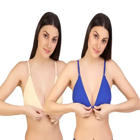 ALYANA Woman's Innerwear Bra Combo Set Non Wired | Non Padded | Front-Open Plunge Bra Combo Pack of 2 Pcs Set