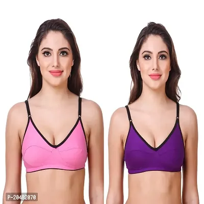 ALYANA Woman's Innerwear Cotton Bra Combo Set Non Wired | Non Padded Regular Bra Pack of 2