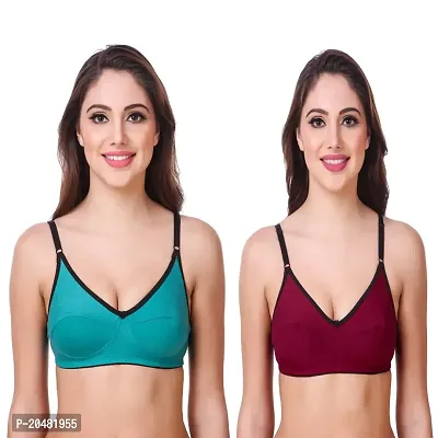 ALYANA Woman's Innerwear Cotton Bra Combo Set Non Wired | Non Padded Regular Bra Pack of 2