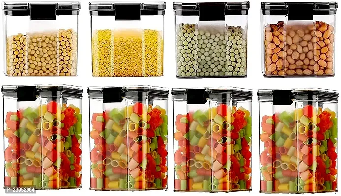 Durable Plastic Grocery Container Jar 1950 ml Pack Of 8