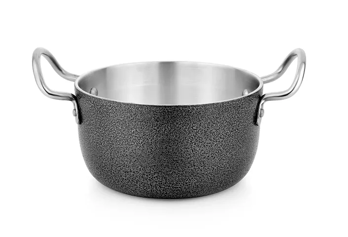 SPC Wrought Aluminium Antique Stew Pan Cook  Serve Pot | Heat Resistant Riveted Handles | Stew pan/Biryani Pot Capicity :- (1 LTR) (Gas Stove Friendly)