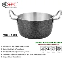 SPC Wrought Aluminium Antique Stew Pan Cook  Serve Pot | Heat Resistant Riveted Handles | Stew pan/Biryani Pot Capicity :- (1 LTR) (Gas Stove Friendly)-thumb1