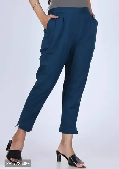 Fabulous Navy Blue Cotton Solid Leggings For Women