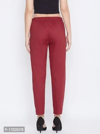 Fabulous Maroon Cotton Solid Leggings For Women-thumb2