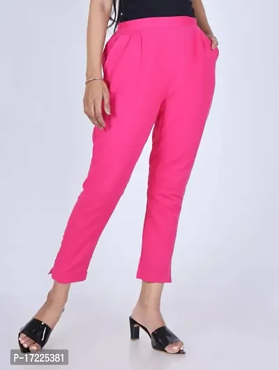 Fabulous Pink Cotton Solid Leggings For Women