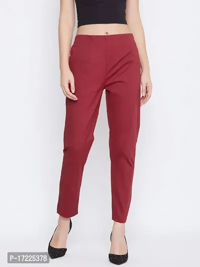 Fabulous Maroon Cotton Solid Leggings For Women-thumb0