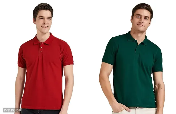 Reliable Cotton Solid Polo Tshirts For Men Pack Of 2