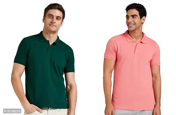 Reliable Cotton Solid Polo Tshirts For Men Pack Of 2-thumb0