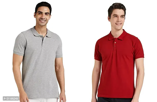 Reliable Cotton Solid Polo Tshirts For Men Pack Of 2