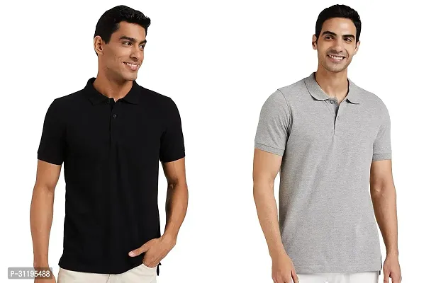 Reliable Cotton Solid Polo Tshirts For Men Pack Of 2-thumb0