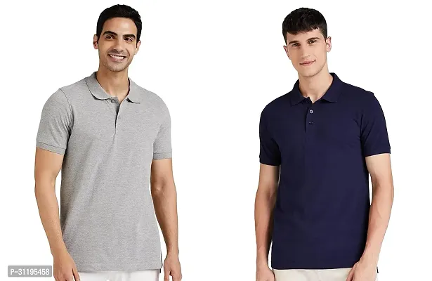 Reliable Cotton Solid Polo Tshirts For Men Pack Of 2-thumb0