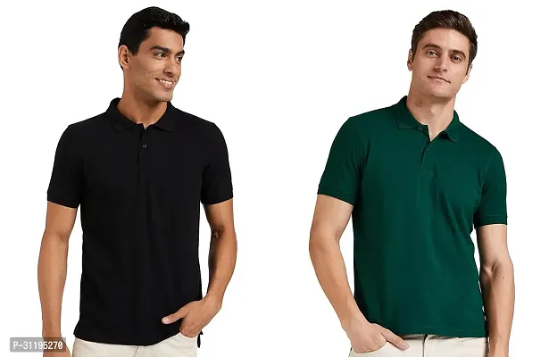 Reliable Cotton Solid Polo Tshirts For Men Pack Of 2-thumb0