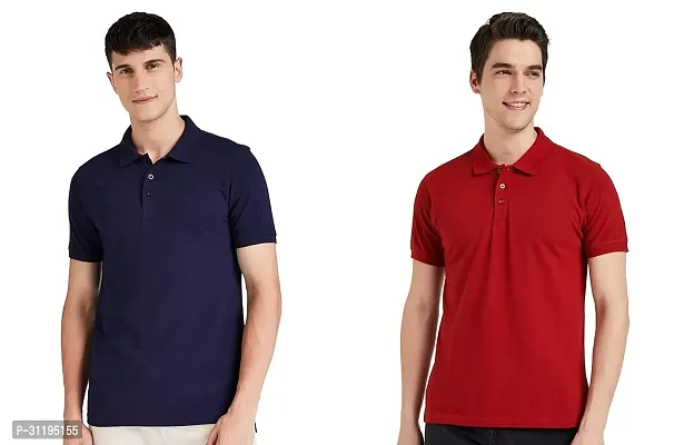 Reliable Cotton Solid Polo Tshirts For Men Pack Of 2