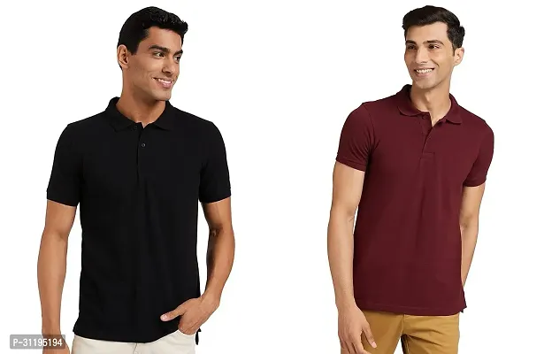 Reliable Cotton Solid Polo Tshirts For Men Pack Of 2