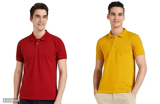 Reliable Cotton Solid Polo Tshirts For Men Pack Of 2-thumb0