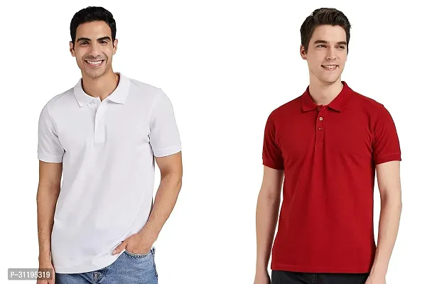 Reliable Cotton Solid Polo Tshirts For Men Pack Of 2-thumb0