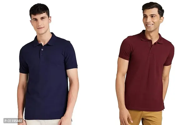 Reliable Cotton Solid Polo Tshirts For Men Pack Of 2-thumb0