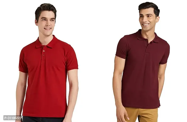 Reliable Cotton Solid Polo Tshirts For Men Pack Of 2-thumb0