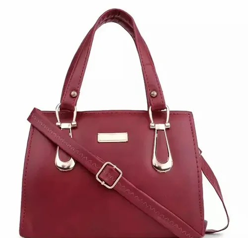 Stylish Maroon Synthetic  Handbags For Women