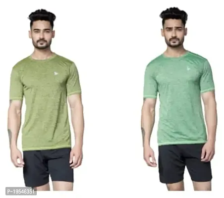 TEES SPORTS Men's Regular Polo T-Shirt (Pack of 2)-Dark Green,Light Green-M