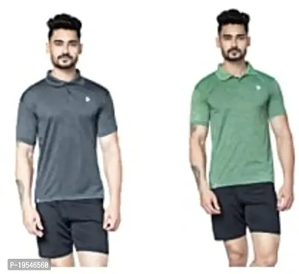 TEES SPORTS Men's Collar Polo T-Shirt (Pack of 2)-Black,Green