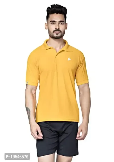 TEES SPORTS Men's Matty Collar Polo T-Shirt Yellow-thumb0