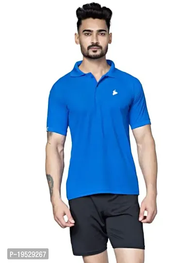 TEES SPORTS Men's Matty Collar Polo T-Shirt Royal Blue