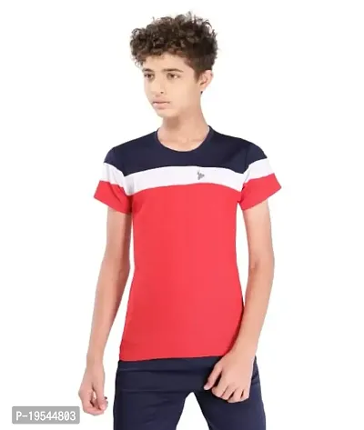 TEES SPORTS Boys Double Patch T-Shirt Red-thumb0