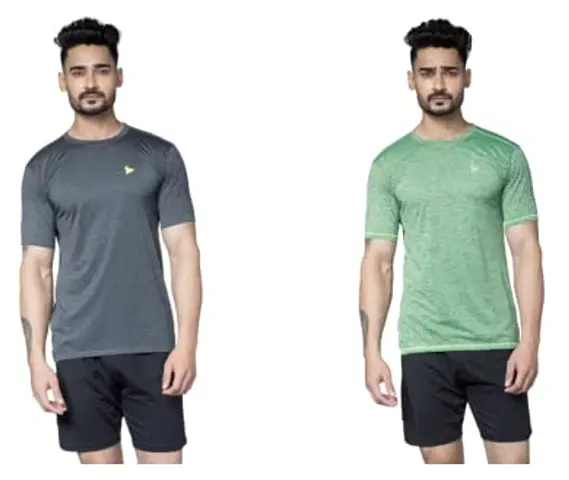 TEES SPORTS Men's Regular Polo T-Shirt (Pack of 2)-Black,Light Green-M