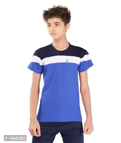 TEES SPORTS Boys Double Patch T-Shirt Dark Blue-thumb0