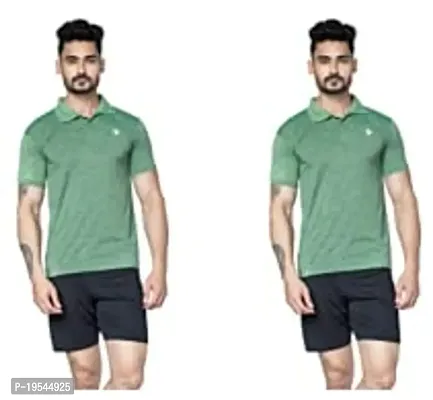 TEES SPORTS Men's Collar Polo T-Shirt (Pack of 2)-Green,Green-thumb0