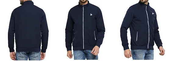 Men  Women Solid Wind Cheater Jacket NS Lycra Fabric (L, Navy)-thumb4