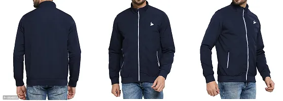 Men  Women Solid Wind Cheater Jacket NS Lycra Fabric (L, Navy)-thumb5